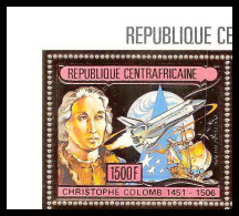 85988a/ N°1201 A Christophe Colomb Christopher Columbus Centrafricaine OR Gold ** MNH Espace Space Bloc 4 Discount - Cristoforo Colombo