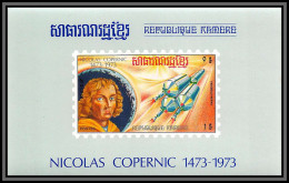 86403 Mi 40 Y&t 343 A Nerva Copernicus Copernic Espace Space Khmère Cambodge Cambodia Deluxe Miniature Sheet 1974 - Kambodscha