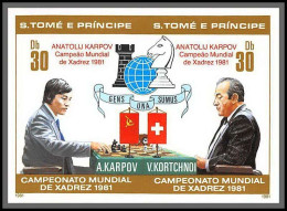 86364b Sao Tome E Principe 1981 Mi N°712/713 B Echecs Chess KARPOV Xadrez Kortchnoi Non Dentelé Imperf ** MNH Cote 30 - Scacchi