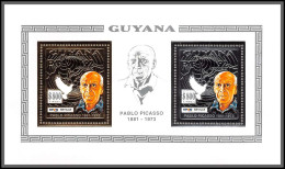 86350 Guyana Mi N°3987 3988 A Paire Pablo PICASSO Expo Seville 92 Gold Silver Or Argent Tableau Painting ** MNH - Guyana (1966-...)