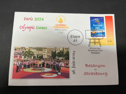 27-6-2024 (107) Paris Olympic Games 2024 - Torch Relay (Etape 41) In Strasbourg (26-6-2024) With Olympic Stamp - Zomer 2024: Parijs