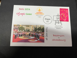 27-6-2024 (107) Paris Olympic Games 2024 - Torch Relay (Etape 41) In Strasbourg (26-6-2024) With OZ Stamp - Zomer 2024: Parijs