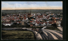 AK Grünstadt /Pfalz, Blick Von Der Eisenbahnstrecke über Den Ort  - Gruenstadt