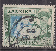 Zanzibar 1961 QE2 50 Ct Blue Green Used SG 381 ( A1385 ) - Zanzibar (...-1963)