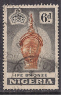 Nigeria 1953 - 58 QE2 6d Pictorial Ife Bronze Used SG 75 ( H611 ) - Nigeria (...-1960)