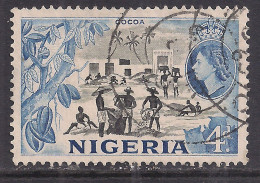 Nigeria 1953 - 58 QE2 4d Cocoa Pictorial Used SG 74 ( J81 ) - Nigeria (...-1960)