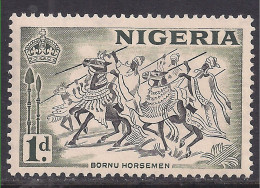 Nigeria 1953 - 58 QE2 1d Pictorial Horsemen MM SG 70a ( J1218 ) - Nigeria (...-1960)