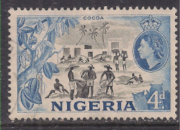 Nigeria 1953 - 58 QE2 4d Cocoa Pictorial Used SG 74 ( J689 ) - Nigeria (...-1960)