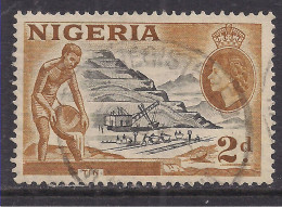 Nigeria 1953 - 58 QE2 2d Pictorial Mining Tin Used SG 72 ( J1419 ) - Nigeria (...-1960)
