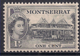 Montserrat 1953 - 62 QE2 1ct Black Government House MM SG 137 ( 1188  ) - Montserrat