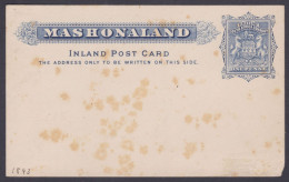 British South Africa Company Mashonaland Southern Rhodesia 1893 Mint Inland Post Card, Postcard, Postal Stationery - Rhodésie Du Sud (...-1964)
