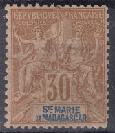 TIMBRE SAINTE MARIE DE MADAGASCAR TYPE GROUPE N° 9 NEUF GOMME COLONIALE - Unused Stamps