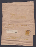 British Ceylon 1890's Queen Victoria 2 Cents, The Times Of Ceylon, To France, Newspaper Wrap, Wrapper, Postal Stationery - Ceylan (...-1947)