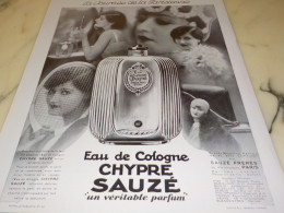 ANCIENNE PUBLICITE EAU DE COLOGNE CHYPRE DE SAUZE  1929 - Other & Unclassified