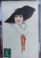 ART NOUVEAU / ART DÉCO - MAUZAN : SUPERBE JEUNE FEMME Tenue Chic - Dessin, CHAPEAU De~ 1900 - Mauzan, L.A.