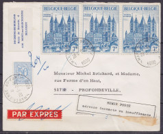 L. EXPRES Affr. N°854 +3x1570 Càd MARCHIENNE-AU-PONT 1/28-5-1971 Pour PROFONDVILLE - étiq. "REMIS POSTE / Adresse Inexac - Cartas & Documentos