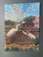 CARTE EN RELIEF 3 D OISEAU  HERON CHERRIES - Sonstige & Ohne Zuordnung