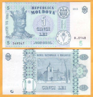 2017 2015  Moldova ; Moldavie ; Moldau  "5 LEI  2015"  UNC - Moldawien (Moldau)