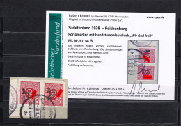 Sudetenland: MiNr. 67, 68, Gestempelt, Handstempelaufdruck Zeitungsmarken - Sudetenland