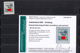 Sudetenland: MiNr. 45I, * Rumburg - Sudetenland