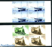 Iceland 1999 Historic Transport 2x4v In Booklets, Mint NH, Transport - Stamp Booklets - Railways - Ships And Boats - Neufs