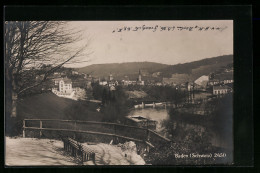 AK Baden, Ortsansicht Mit Fluss Von Einem Aussichtspunkt  - Baden