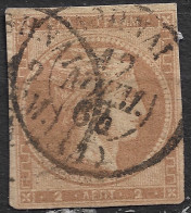 GREECE 1862-67 Large Hermes Head Consecutive Athens Prints 2 L Brown Bistre Vl. 29 B / H 16 C - Used Stamps