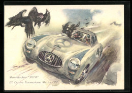 Künstler-AK Mercedes-Benz 300 SL, III. Carrera Panamericana Mexico 1952, Silberpfeil  - Autres & Non Classés