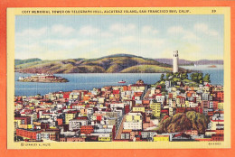 08079 ● SAN-FRANCISCO Bay California COIT Memorial Tower Telegraph Hill ALCATRAZ Island 1950s STANLEY PILTZ - San Francisco