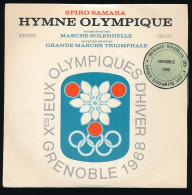 Hymne Olympiques Xèmes Jeux Olympiques D'Hiver GRENOBLE 1968  Olympic Games 68 Spiro Samara Disque 45 Tours * - Bekleidung, Souvenirs Und Sonstige