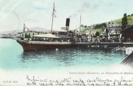 CH - SUISSE : LAC LEMAN : Bateau-Salon " Montreux " Au Débarcadère De Montreux. Petite Déchirure En Haut. - Meer Van Genève