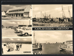 AK Karlshagen, Konsum-Warenhaus, Hafen, Strandpartie  - Waren (Mueritz)