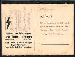 AK Remagen, Elektro- Und Fahrzeughaus Jean Bieler, Hauptstr. 43  - Remagen