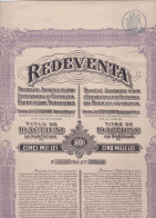 TITRE DE 10 ACTIONS 5000 FRANCS AU PORTEUR  - REDEVENTA - BUCAREST ROUMANIE BUCURESTI 1923 - EXPLOITATION SOUS SOL MINE - Bergbau