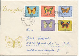 Germany DDR FDC 15-1-1964 BUTTERFLIES Complete Set Of 5 With Cachet And Address - Altri & Non Classificati