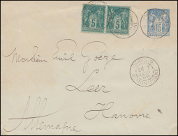 Frankreich Umschlag U 2 Handel Und Frieden Mit Zusatzfrankatur PARIS 7.1.1889 - Otros & Sin Clasificación
