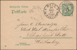 Bayern Postkarte P 60 Von WALLERSTEIN 30.5.1903 Nach HALL (SCHWÄBISCH) 31.5.03 - Postal  Stationery