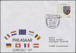 1712 Wappen Saarland, EF Bf SSt Völklingen Europa: EUREGIO & PHILASAAR 15.8.1997 - Geografia