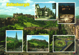 EDINBURGH, MULTIPLE VIEWS, ARCHITECTURE, CASTLE, TOWER, CAR, BUS, PARK, FESTIVAL, SCOTLAND, UNITED KINGDOM, POSTCARD - Midlothian/ Edinburgh