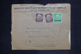 ALSACE LORRAINE - Enveloppe Commerciale De Thionville Pour Paris En 1941 Avec Contrôle Postal - L 153871 - Cartas & Documentos