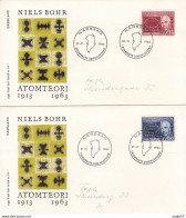 Denmark 1963 Cz.Slania Niels Bhor Minr 417x-418x FDC - FDC