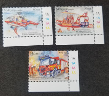 Malaysia Rescue Vehicle 2024 Helicopter Fire Engine Brigade Boat Ship Transport Firefighting Fireman (stamp Plate) MNH - Malaysia (1964-...)