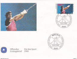 First Day Cover Berlin 1988 Mi. Nr.803 Ersttagsbrief "Sporthilfe: Hammerwerfen " - Atletismo