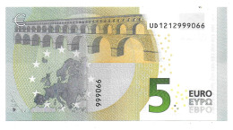 (Billets). 5 Euros 2013 Serie UD, U011B4 Signature 4 Ch. Lagarde N° UD 1212999066 UNC - 5 Euro