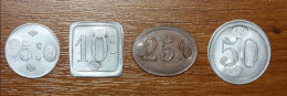 Quatre Jetons Nécessité Coloniale "Cie Des Salins Du Midi" Portugal (Salines De Sal - Iles Du Cap Vert / Cabo-Verde) - Monedas / De Necesidad