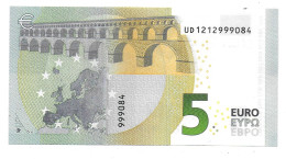 (Billets). 5 Euros 2013 Serie UD, U011B4 Signature 4 Ch. Lagarde N° UD 1212999084 UNC - 5 Euro