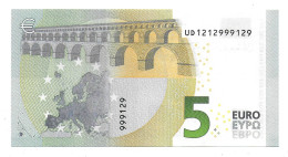 (Billets). 5 Euros 2013 Serie UD, U011B4 Signature 4 Ch. Lagarde N° UD 1212999129 UNC. Fancy Number - 5 Euro