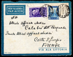 SOMALIA ITALIANA, FRONTE BUSTA 1939, SASS. 223+ AOI 10, MOGADISCIO X FIRENZE - Somalia