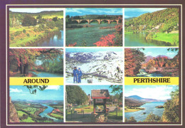 PERTHSHIRE, MULTIPLE VIEWS, ARCHITECTURE, BRIDGE, SKI RESORT, FOUNTAIN, SCOTLAND, UNITED KINGDOM, POSTCARD - Perthshire