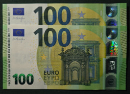100 EURO SPAIN 2019  DRAGHI V002A1 VA CORRELATIVE COUPLE SC UNCIRCULATED  PERFECT - 100 Euro